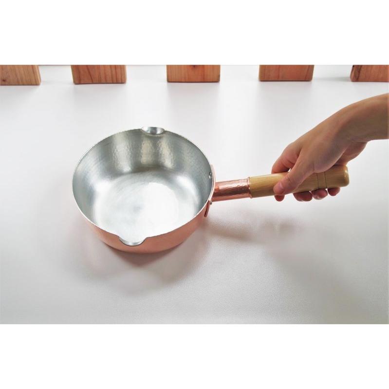 新光金属 雪平鍋 18cm 純銅製 手打ち 銅 燕市 行平鍋 職人 鎚目 銅器