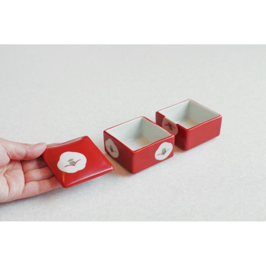 美濃焼き 重箱 椿 二段 小さいお重 食器 おしゃれ 弁柄 磁器 GP-3A