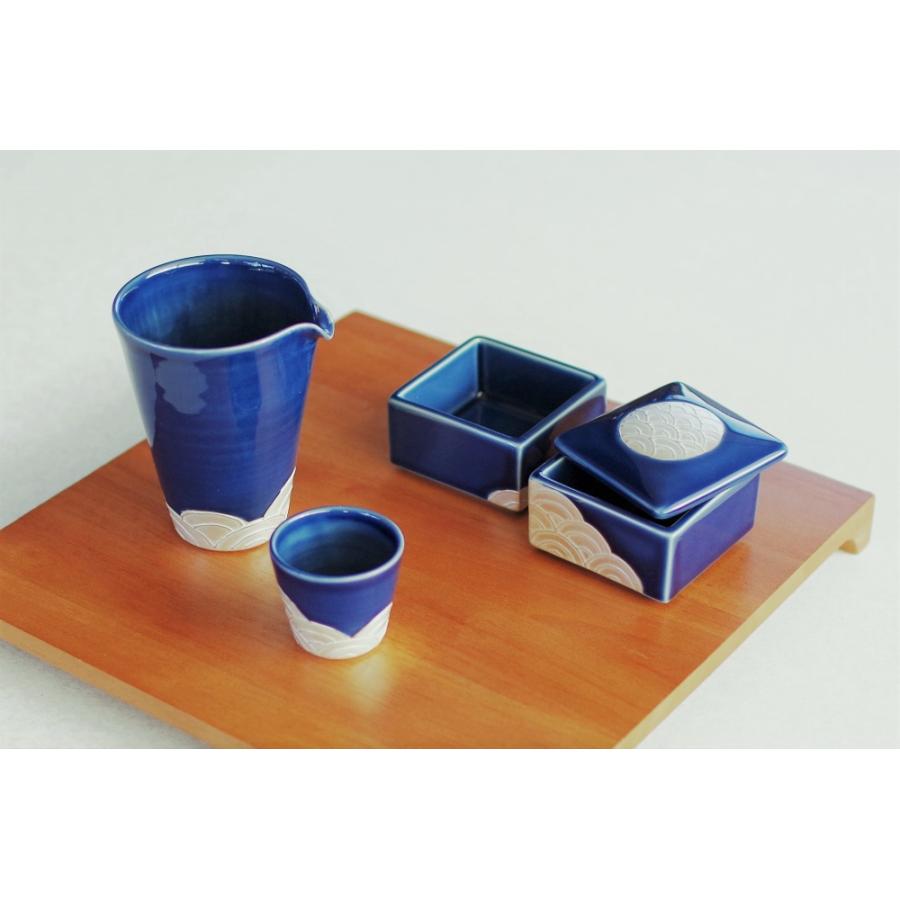 美濃焼 重箱 ルリ銀彩波紋 2段 食器 おしゃれ 青 ネイビー 磁器 蓋物