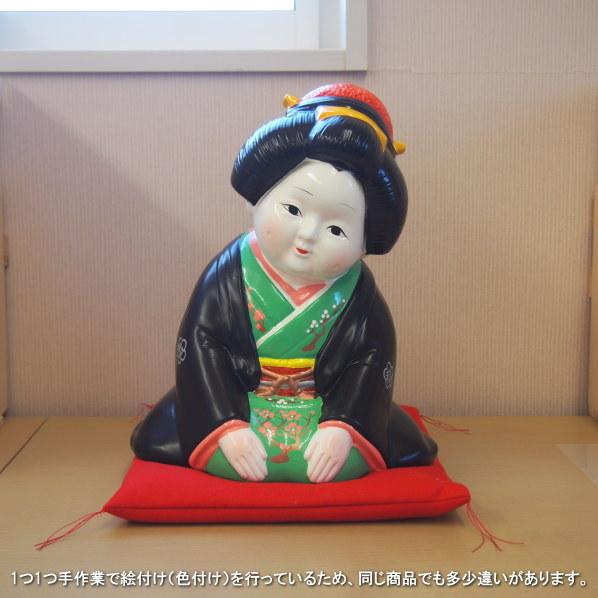 置物 縁起物 常滑焼 お福さん 座布団付き 送料無料 日本製 縁起のよい