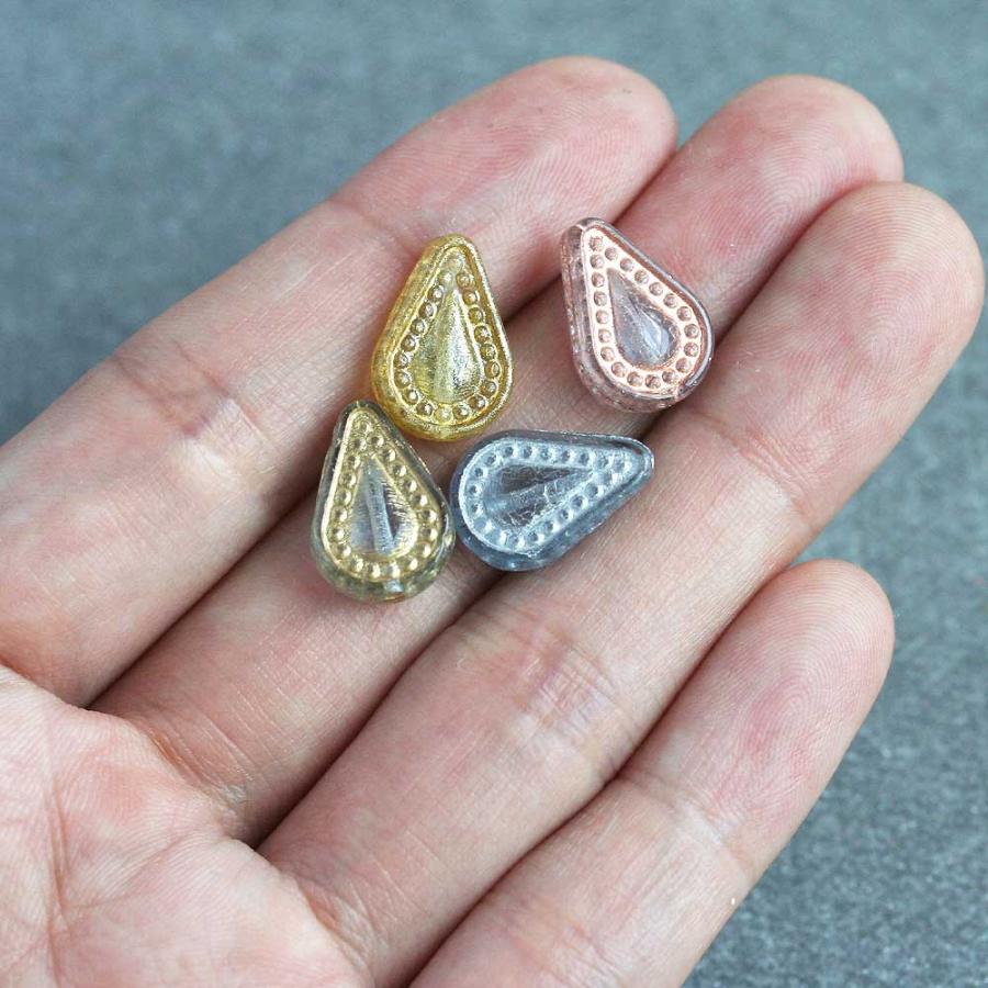 チェコビーズ 模様入りティアドロップ 14x10mm 8個入り アクセサリー