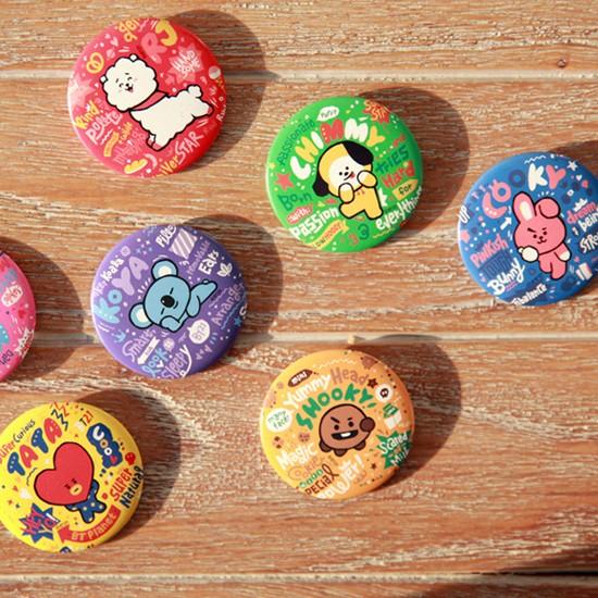 韓国雑貨】BT21 キャラクター 缶 バッジ [アクセサリー][バッヂ