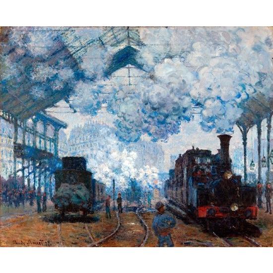 サン＝ラザール駅：列車の到着 クロード・モネ 手描き油絵複製画 肉筆