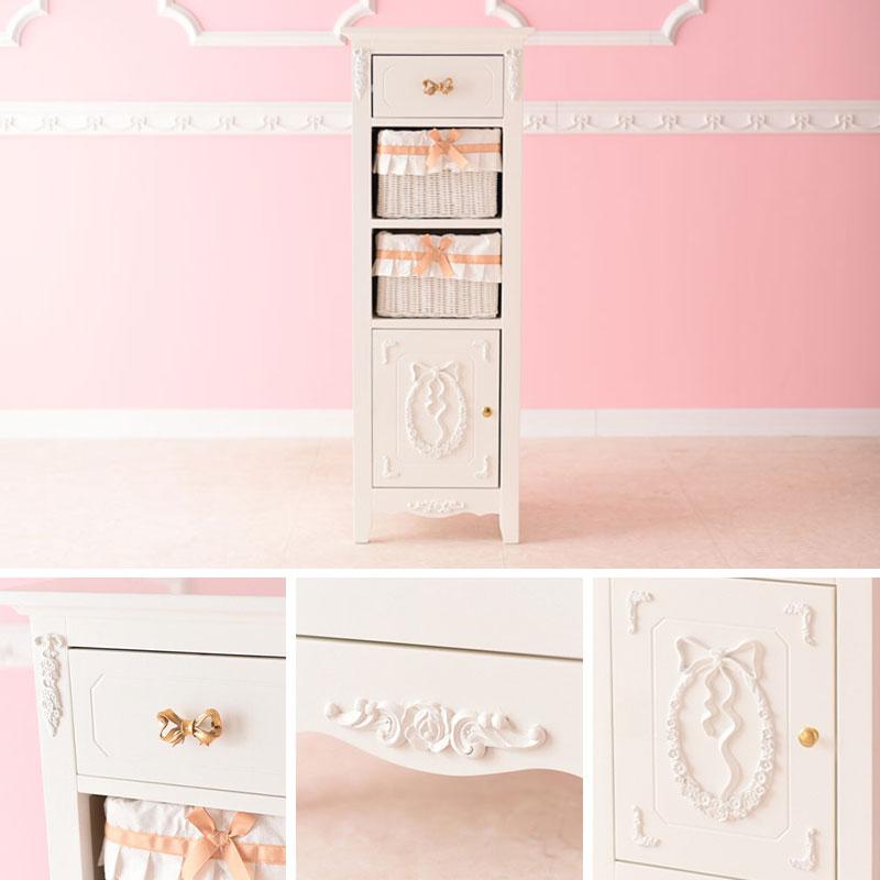 高級マホガニー使用 2段キャビネット 幅40cm 1人暮らし女子 姫系