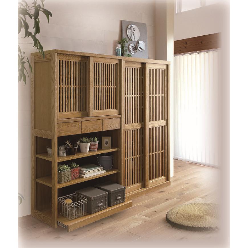 幅120cm 高さ160cm フリーボード 食器棚 タモ 天然木 完成品 日本製