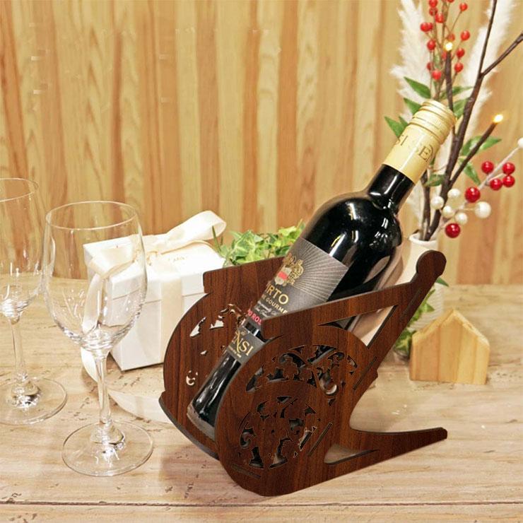 ワインボトルホルダー 葡萄モチーフ 幅9cm メープル 雑貨 ワイン