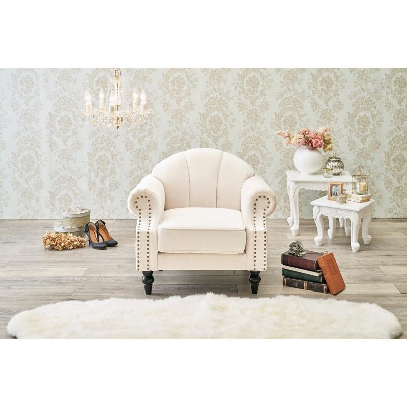 姫系ソファー 1P ホワイト ソファ 姫系 高級感 エレガント 大人可愛い