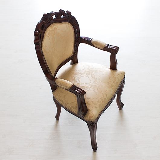 チェア 2脚セット 椅子 アンティーク 肘付き エレガント 猫脚チェア