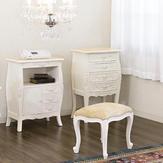 チェスト 4段 ヨーロピアン 木製 アンティーク風 猫脚 ネコ脚 姫家具