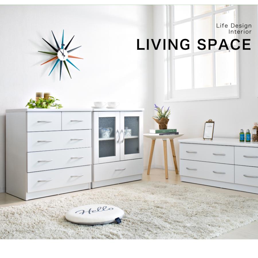 キャビネット ガラス扉 収納 食器棚 白 ホワイト 1人暮らし ブランコ