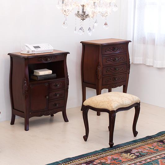 チェアー 猫脚 アンティーク調 スツール 椅子 ブラウン 可愛い 送料