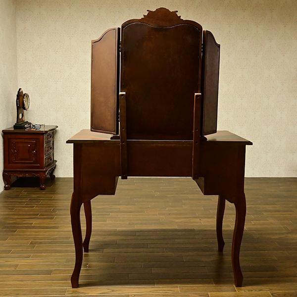 三面鏡セット ドレッサー セット 横幅90cm マホガニー 無垢材使用