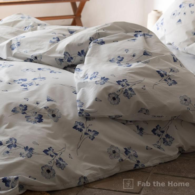 アンティークの植物画風花柄の掛け布団カバー ダブルサイズ（190×210cm