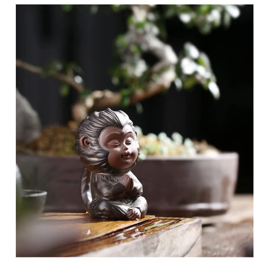 サル 陶器製 置物 悟空置物猿像中国風水風水装飾セラミック芸術茶