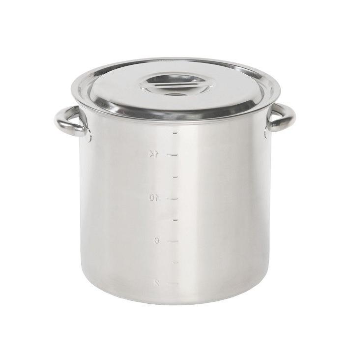 目盛付ステンレス寸胴鍋 28cm 17L 蓋付き ステンレス鍋 メモリ付き