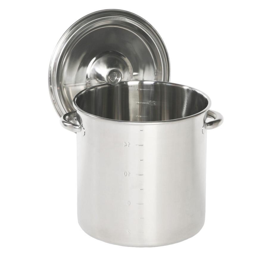 目盛付ステンレス寸胴鍋 28cm 17L 蓋付き ステンレス鍋 メモリ付き