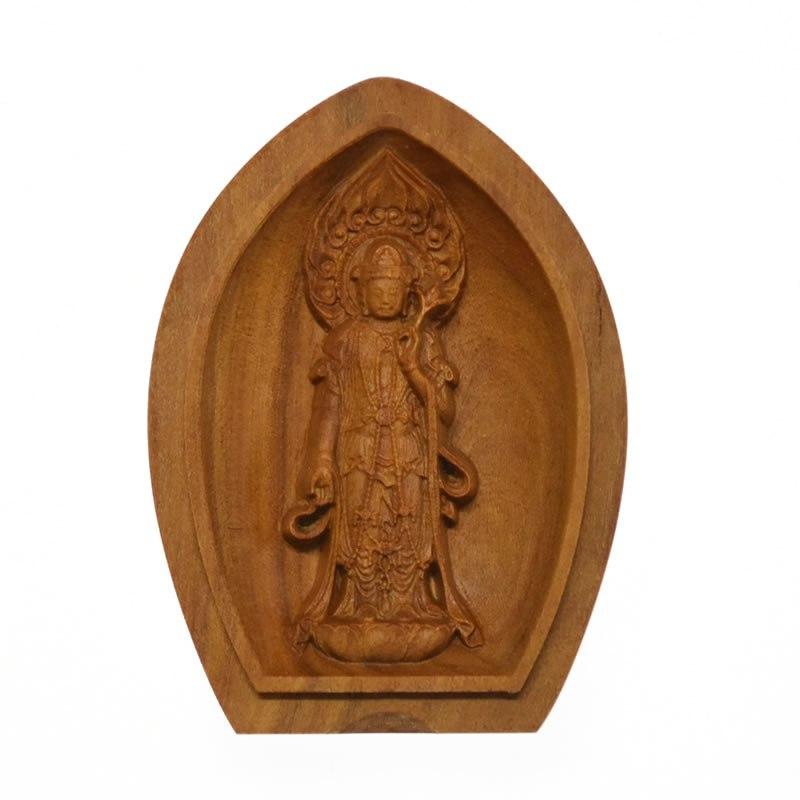 木彫り仏像 香合仏/懐中仏 【聖観音菩薩立像】 白檀（びゃくだん