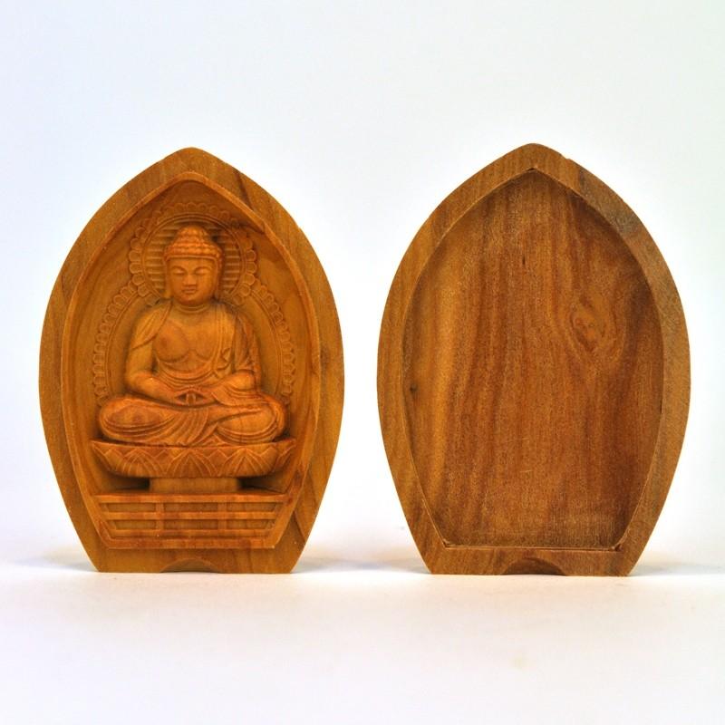 木彫り仏像 蓮型懐中仏/香合仏 【阿弥陀如来】 干支お守り本尊・戌年