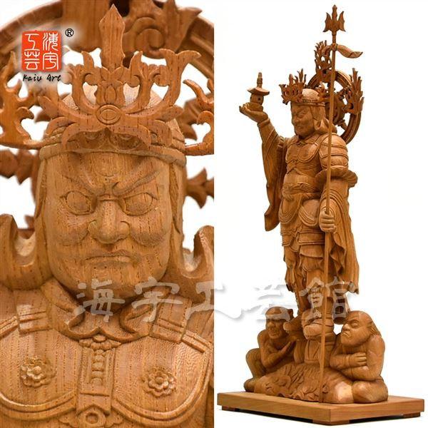木彫り仏像 東寺形【四天王】セット 欅（ケヤキ） 「持国天・増長天