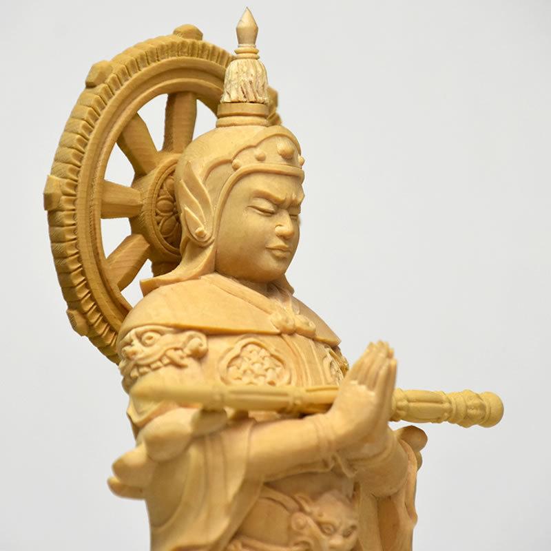 木彫り仏像 桧木韋駄天立像 上彫 総丈20cm : 海宇工芸館 Yahoo!店