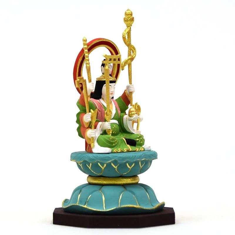 木彫り仏像 小仏-【宇賀八臂弁財天（弁才天）】柘植 極彩色 : 海宇工芸