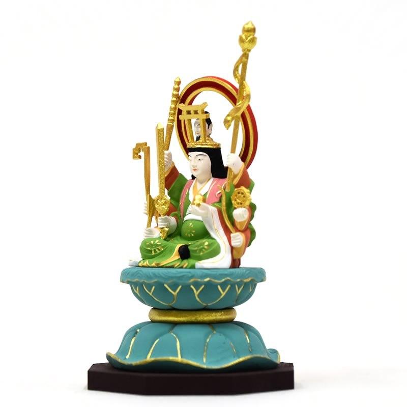 木彫り仏像 小仏-【宇賀八臂弁財天（弁才天）】柘植 極彩色 : 海宇工芸