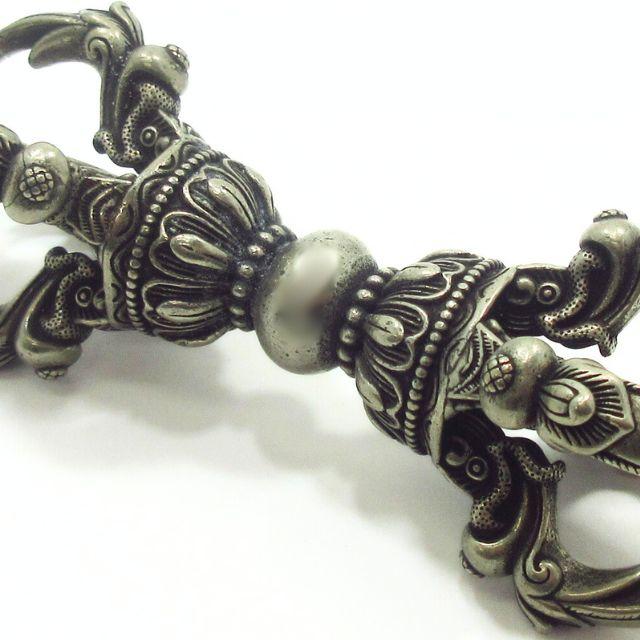 金剛杵 五鈷杵 バジュラ 長さ約13cm 白銅製 密教法具 ヴァジュラ