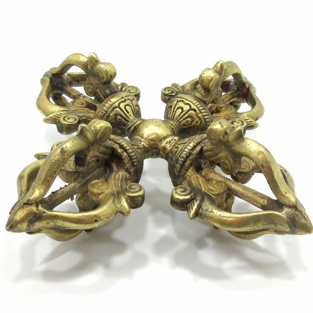 密教法具 カツマ 羯磨 銅製 Lサイズ 約14．5cm 十字 バジュラ 五