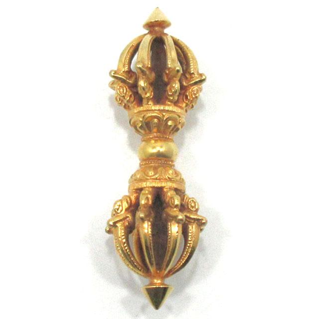 バジュラ 九鈷杵 金剛杵 密教法具 長さ約11．7cm 銅に金鍍金
