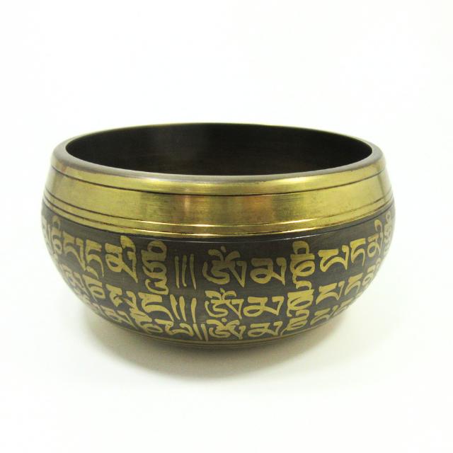 シンギングボウル 7メタル 約13cm A 音浄化 ヨガ 瞑想 癒し 梵字文様