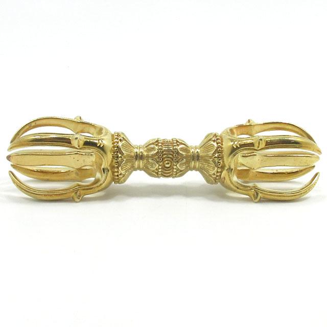 密教法具 五鈷杵 金剛杵 バジュラ Mサイズ 本格派 精緻彫り 約13.5cm