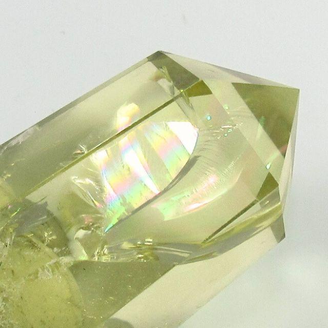 シトリン 黄水晶 ポイント 置物 六角柱 レインボー水晶 虹入り水晶 高
