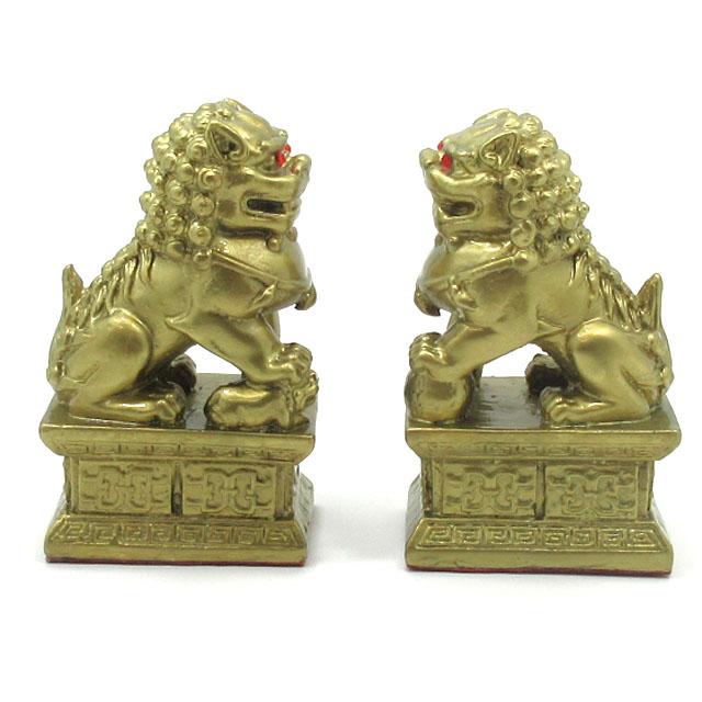 風水 獅子 シシ 狛犬 シーサー しし 対 雌雄 ペア 銅製 置物 高さ約
