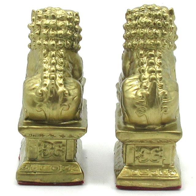 風水 獅子 銅製 置物 獅子の置物 狛犬 赤目獅子 シーサー しし 対 雌雄