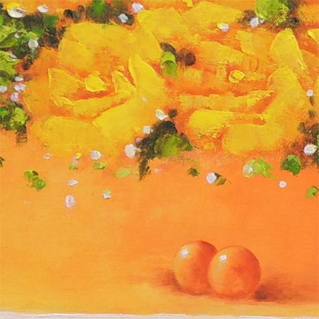 絵画 油絵 黄色いばら （SOO） 【肉筆】【油絵】【花】【横長