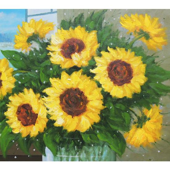 絵画 油絵 ひまわり F30号 （堀哲夫） 【肉筆】【油絵】【花】【大型