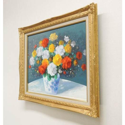 絵画 油絵 花バラ （春野修一） 【肉筆】【油絵】【花】 : 掛け軸