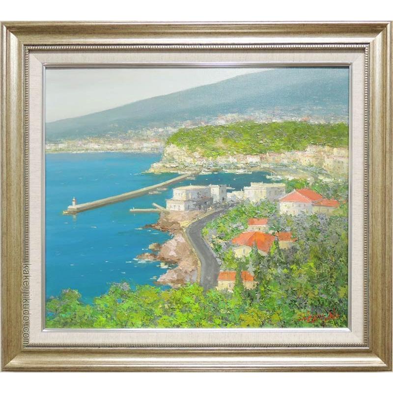 絵画 油絵 コートダジュール フランス （春野修一） 【肉筆】【油絵