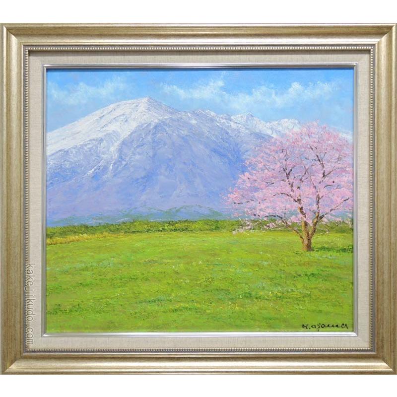 絵画 油絵 岩手山の桜 （小川久雄） 【肉筆】【油絵】【桜絵】【日本の