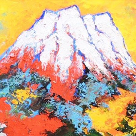 絵画 油絵 赤富士 （山下時雄） 【肉筆】【油絵】【日本の風景】【富士