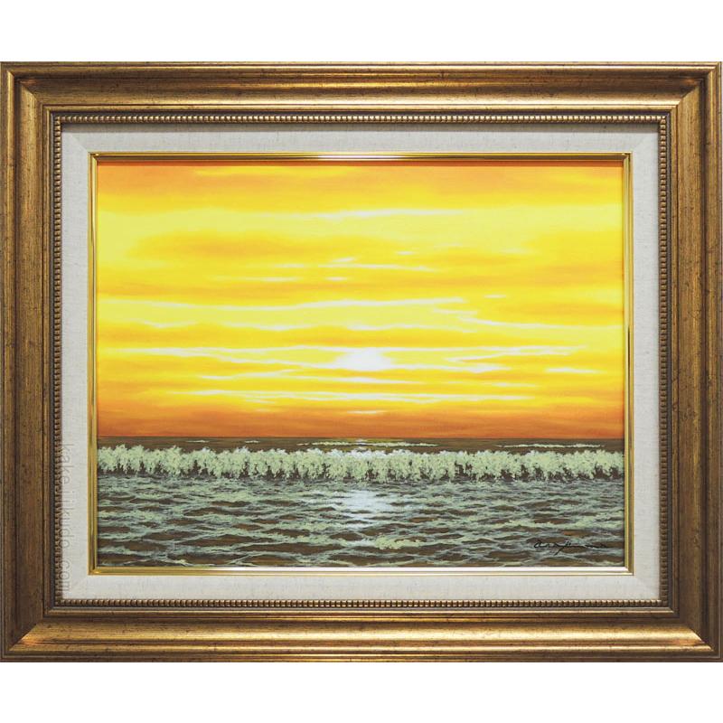 絵画 油絵 朝焼けの海 (朝隈敏彦) 【海・山】【肉筆】【油絵】【6号