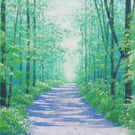 絵画 油絵 高原への道 F50号 （横山守） 【海・山】【肉筆】【油絵