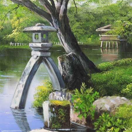 絵画 油絵 兼六園 F50号 （小池三郎） 【肉筆】【油絵】【日本の風景