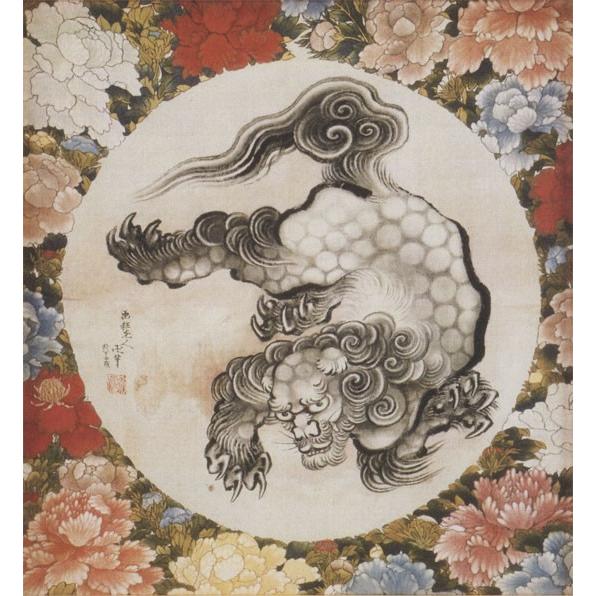 葛飾北斎 絵画 唐獅子図 【複製】【美術印刷】【巨匠】【変型特寸