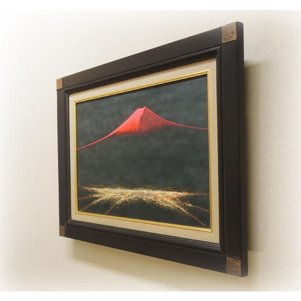 絵画 油絵 渡辺ムサシ 【赤富士】（P6号） 【肉筆】【油絵】【富士