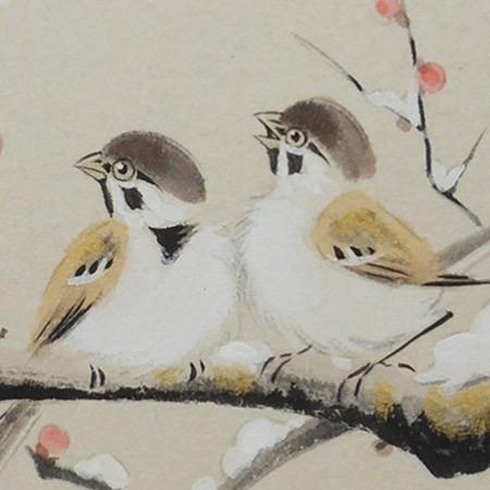 高級色紙「雪雀」文魚（色紙絵） : 掛け軸・絵画の専門店 掛軸堂画廊