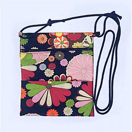 ポシェット 和風 まつり ミニ バッグ 祭りポシェット 黒地 菊柄