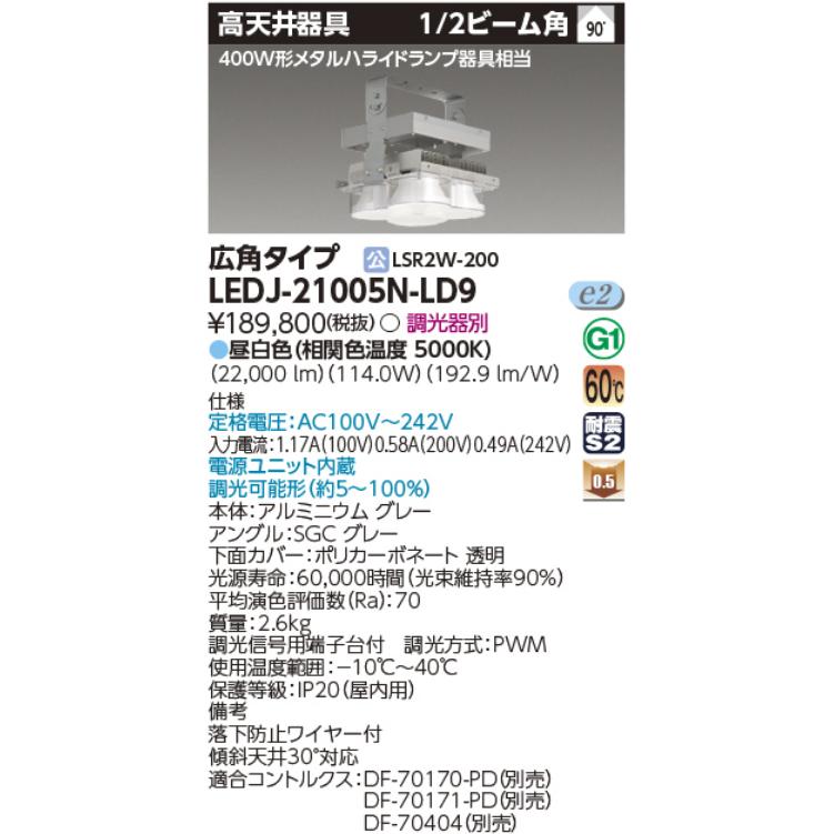 東芝ライテック 東芝ライテック LEDJ-21005N-LD9 高天井器具 HSM400W