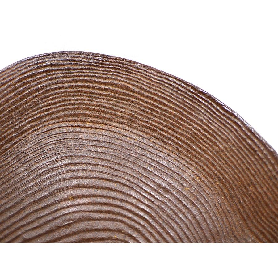 年輪プレート(杉)/津軽金山焼 金山焼 陶器 角 木目 木 模様 手作り