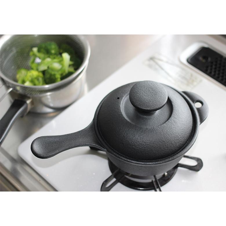 南部鉄器 ミニ鍋 片手鍋 内径15.5cm IH・直火・ガスコンロ対応 鉄分